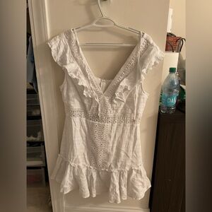 Francesca's Collections White Eyelet Ruffle Blouse